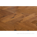 Brushed dark brown color rustic herringbone antique oak